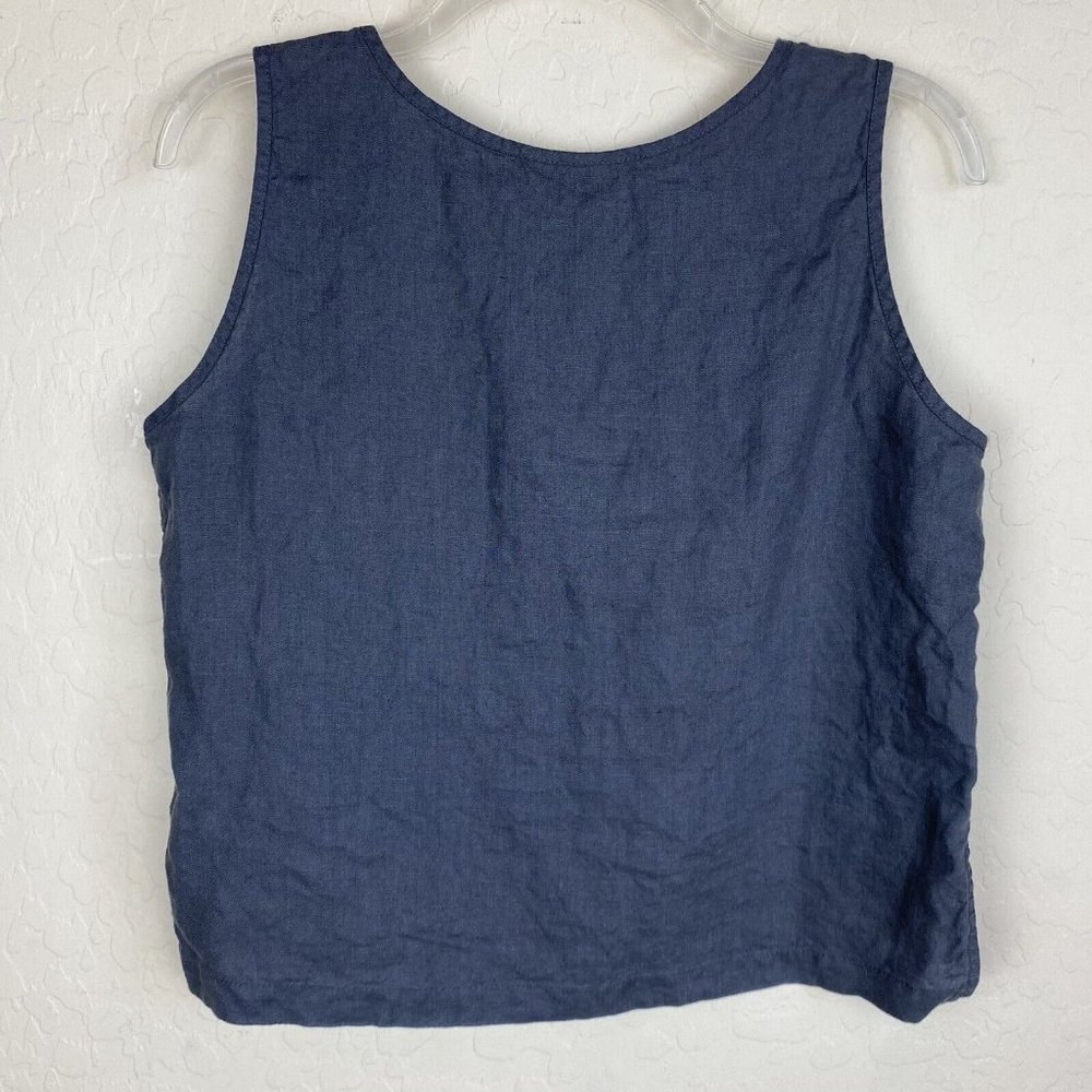SOLD Parachute Linen Tank Coal Gray Size XS Scoop Neck Cropped Lagenlook - Picture 3 of 8